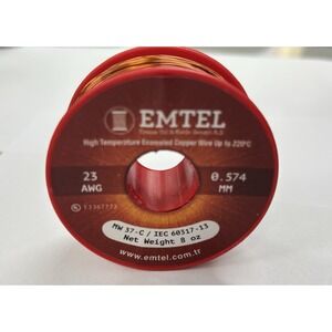 Emtel 23 AWG 0.574mm ME 37-C High Temp Enameled Copper Wire 8oz 220°C Ice 60317